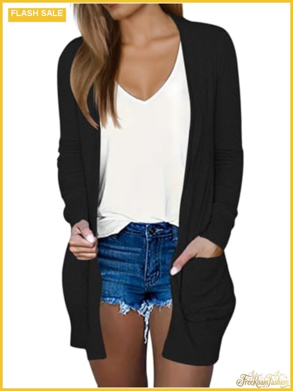 Lightweight Open Front Cardigan Long Sleeve Loose Fit Sweater